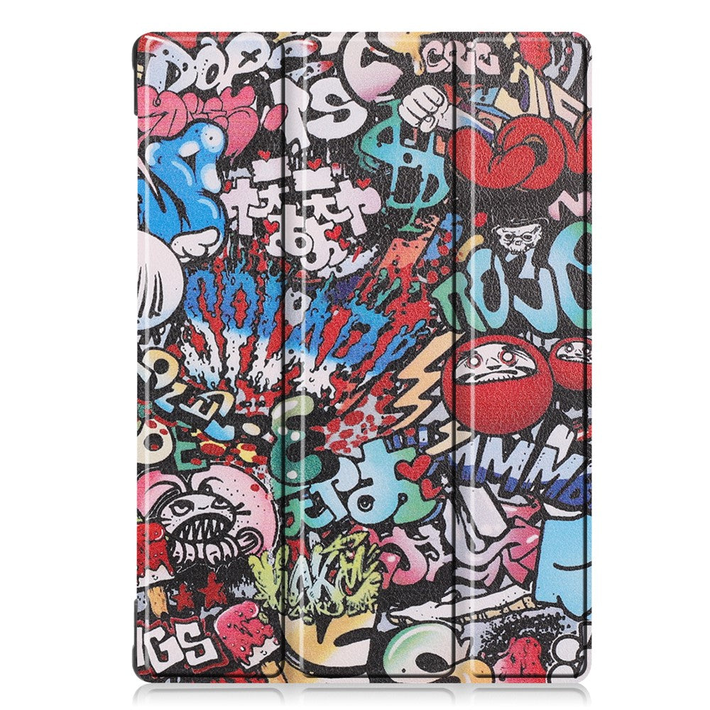 Pattern Printing Leather Tri-fold Tablet Flip Cover for Lenovo M10 FHD REL TB-X605FC