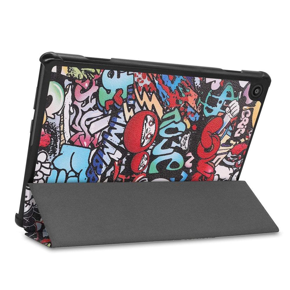 Pattern Printing Leather Tri-fold Tablet Flip Cover for Lenovo M10 FHD REL TB-X605FC