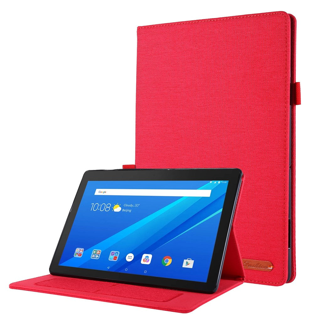 Tygstruktur Kortplatser Läderskyddande Fodral för Lenovo Tab M10 TB-X605F