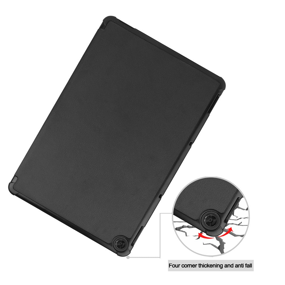 Litch Skin PU Leather Tri-fold Stand Shell for Lenovo Chromebook Duet Tablet Case