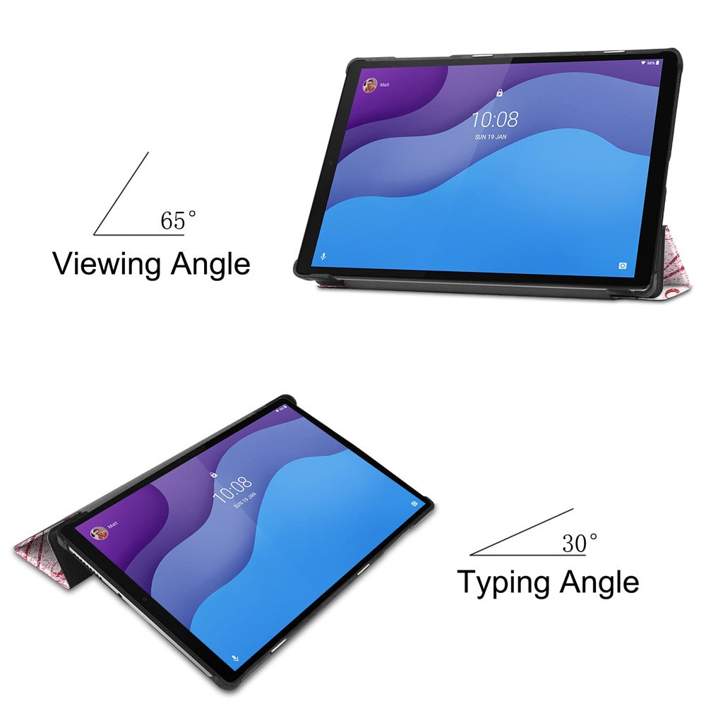 Dustproof Pattern Printing PU Leather Tri-fold Stand Tablet Case for Lenovo Tab M10 HD Gen 2 TB-X306F / TB-X306X
