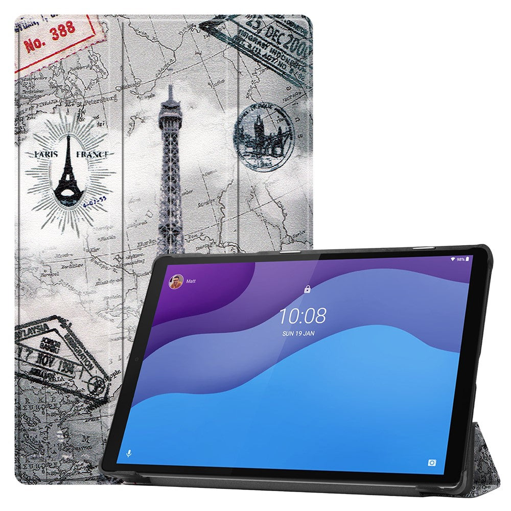 Dustproof Pattern Printing PU Leather Tri-fold Stand Tablet Case for Lenovo Tab M10 HD Gen 2 TB-X306F / TB-X306X