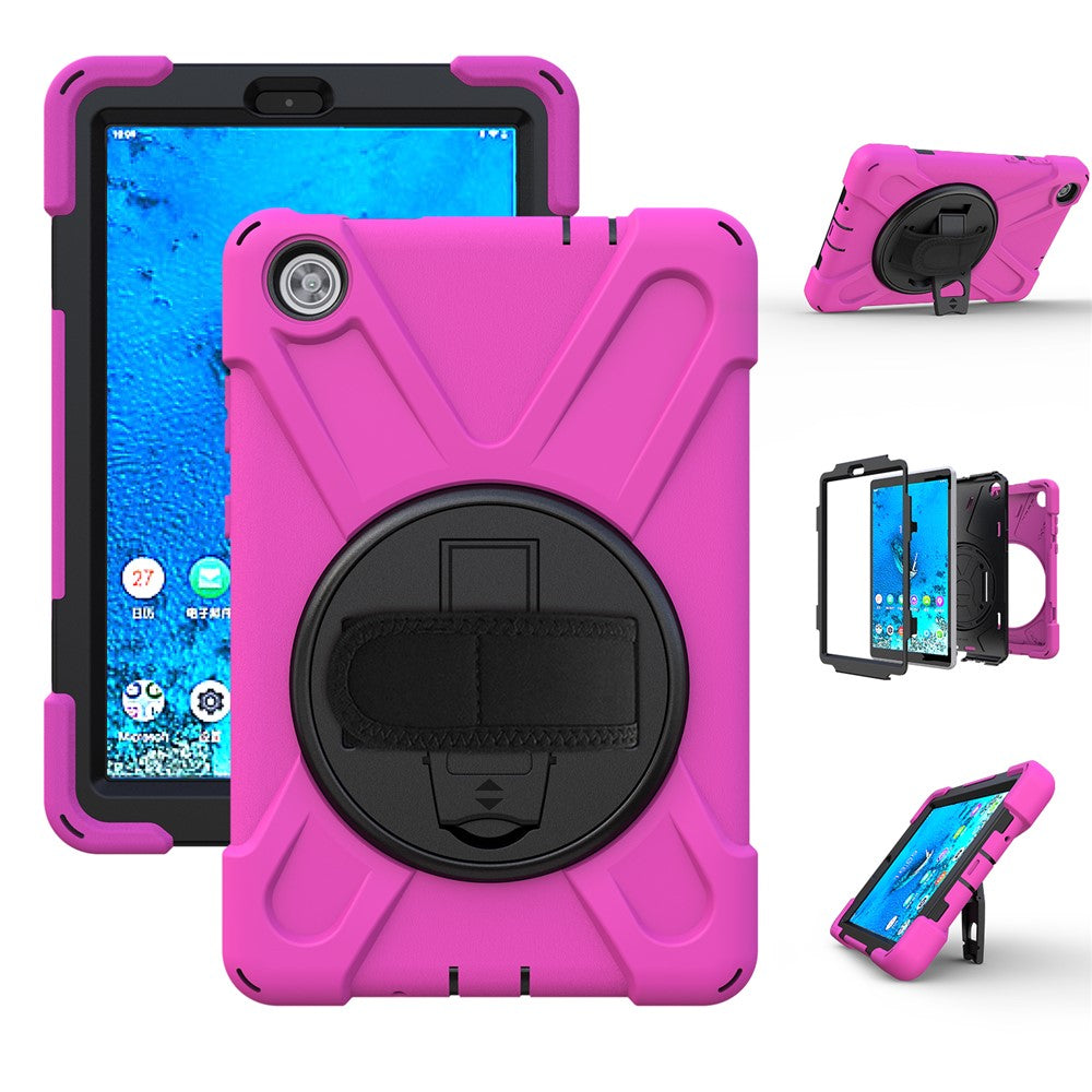 360° Swivel PC + Silicone Kickstand Tablet Case with Shoulder Strap for Lenovo Tab M8 (HD) TB-8505X / 8505F / Tab M8 (3rd Gen) 8506F