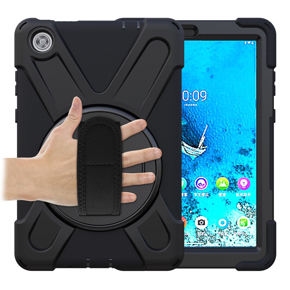 360° drejeligt tabletstativ i PC + silikone med pennelomme og håndtag til Lenovo Tab M8 8" TB-8505F/8505X 2019