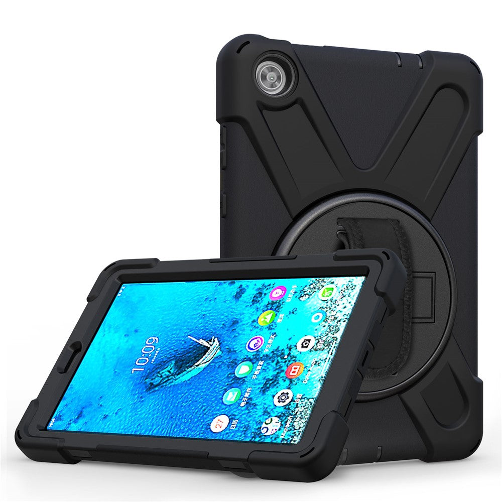 360° drejeligt tabletstativ i PC + silikone med pennelomme og håndtag til Lenovo Tab M8 8" TB-8505F/8505X 2019