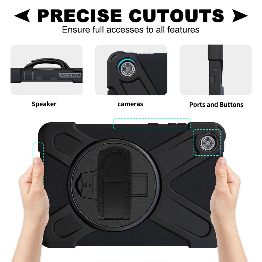 360° drejeligt tabletstativ i PC + silikone med pennelomme og håndtag til Lenovo Tab M8 8" TB-8505F/8505X 2019