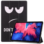 Trippelvikbart stativfodral till surfplatta i PU-läder med dammtät mönstertryck för Lenovo Tab P11 TB-J606F