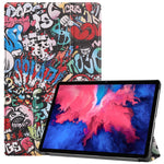 Trippelvikbart stativfodral till surfplatta i PU-läder med dammtät mönstertryck för Lenovo Tab P11 TB-J606F
