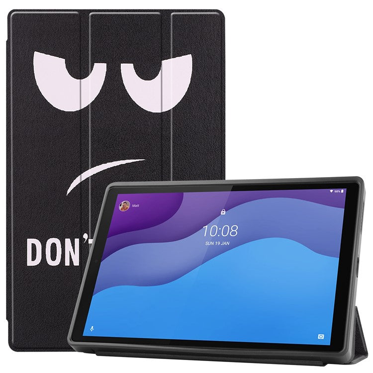 Tri-fold Stand + Pen Slot + Pattern Printing Leather Case for Lenovo Tab M10 HD Gen 2 TB-X306F / TB-X306X