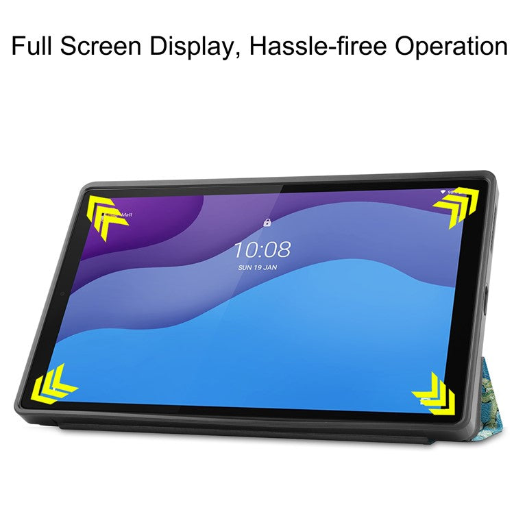 Tri-fold Stand + Pen Slot + Pattern Printing Leather Case for Lenovo Tab M10 HD Gen 2 TB-X306F / TB-X306X