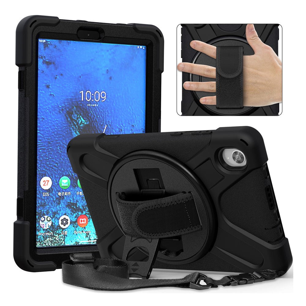 PC and Silicone Tablet Case + Shoulder Strap + Hand Band + 360° Swivel Kickstand for Lenovo Tab M8 2020