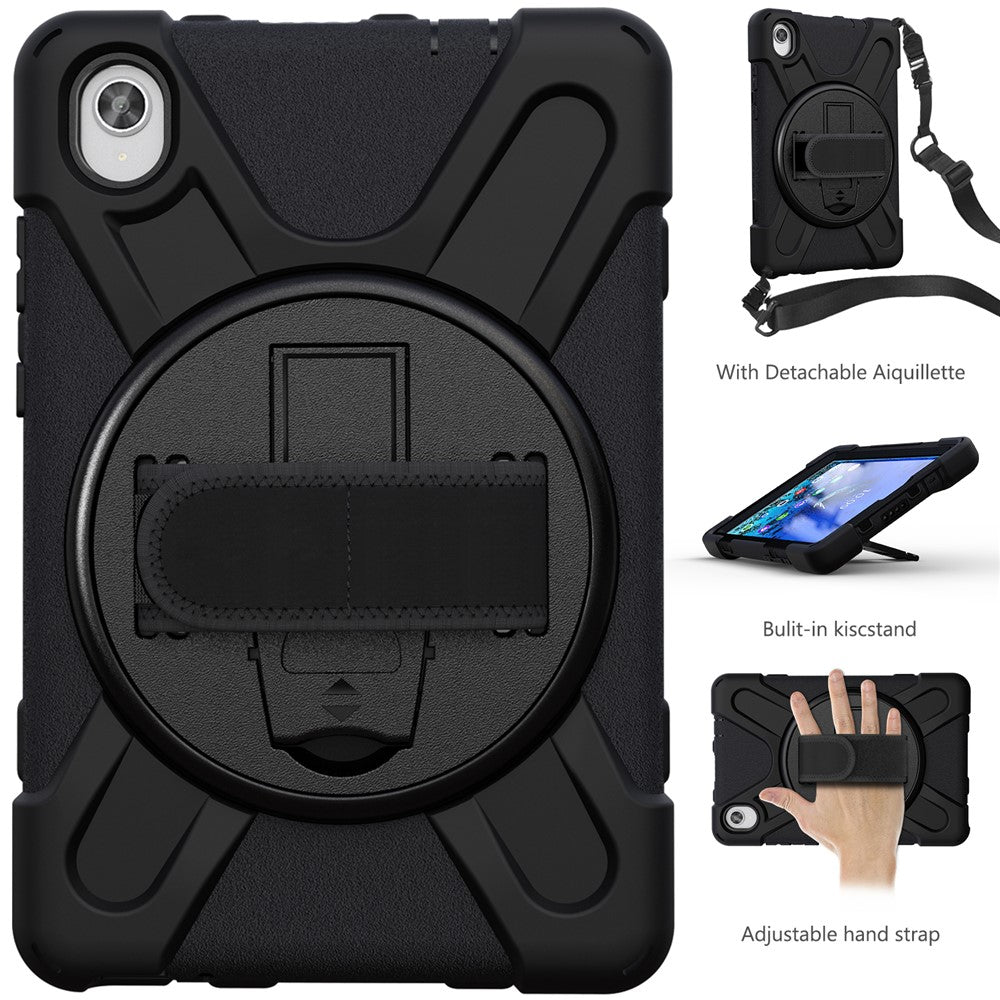 PC and Silicone Tablet Case + Shoulder Strap + Hand Band + 360° Swivel Kickstand for Lenovo Tab M8 2020