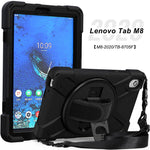PC and Silicone Tablet Case + Shoulder Strap + Hand Band + 360° Swivel Kickstand for Lenovo Tab M8 2020
