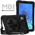 PC and Silicone Tablet Case + Shoulder Strap + Hand Band + 360° Swivel Kickstand for Lenovo Tab M8 2020