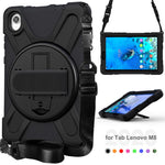 PC and Silicone Tablet Case + Shoulder Strap + Hand Band + 360° Swivel Kickstand for Lenovo Tab M8 2020