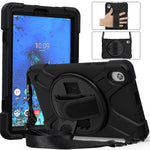 PC and Silicone Tablet Case + Shoulder Strap + Hand Band + 360° Swivel Kickstand for Lenovo Tab M8 2020