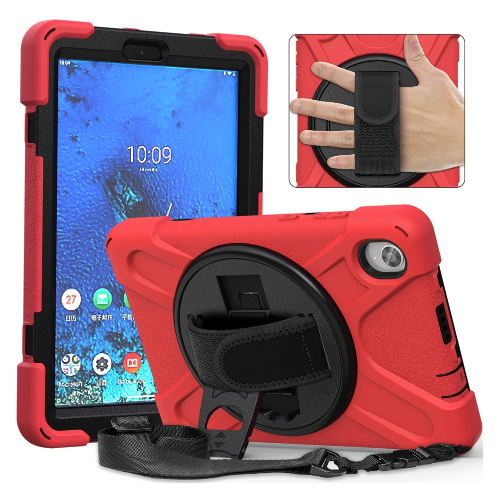 PC and Silicone Tablet Case + Shoulder Strap + Hand Band + 360° Swivel Kickstand for Lenovo Tab M8 2020