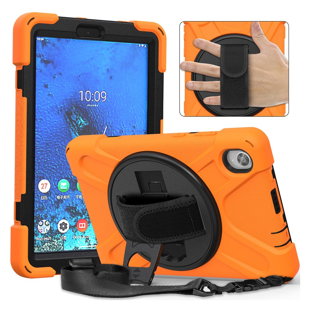 PC and Silicone Tablet Case + Shoulder Strap + Hand Band + 360° Swivel Kickstand for Lenovo Tab M8 2020