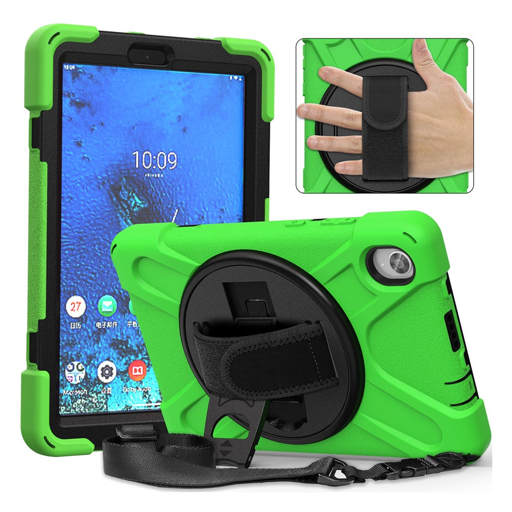 PC and Silicone Tablet Case + Shoulder Strap + Hand Band + 360° Swivel Kickstand for Lenovo Tab M8 2020
