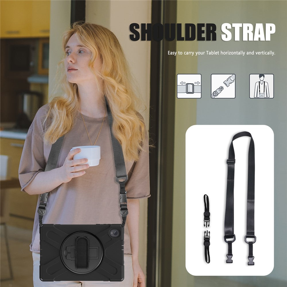 PC + Silicone Case with Kickstand Shoulder Strap for Lenovo Tab M10 Plus (2020) / K10 (2021) TB-X606F / 606X / X6C6F / X6C6X / X6C6NBF