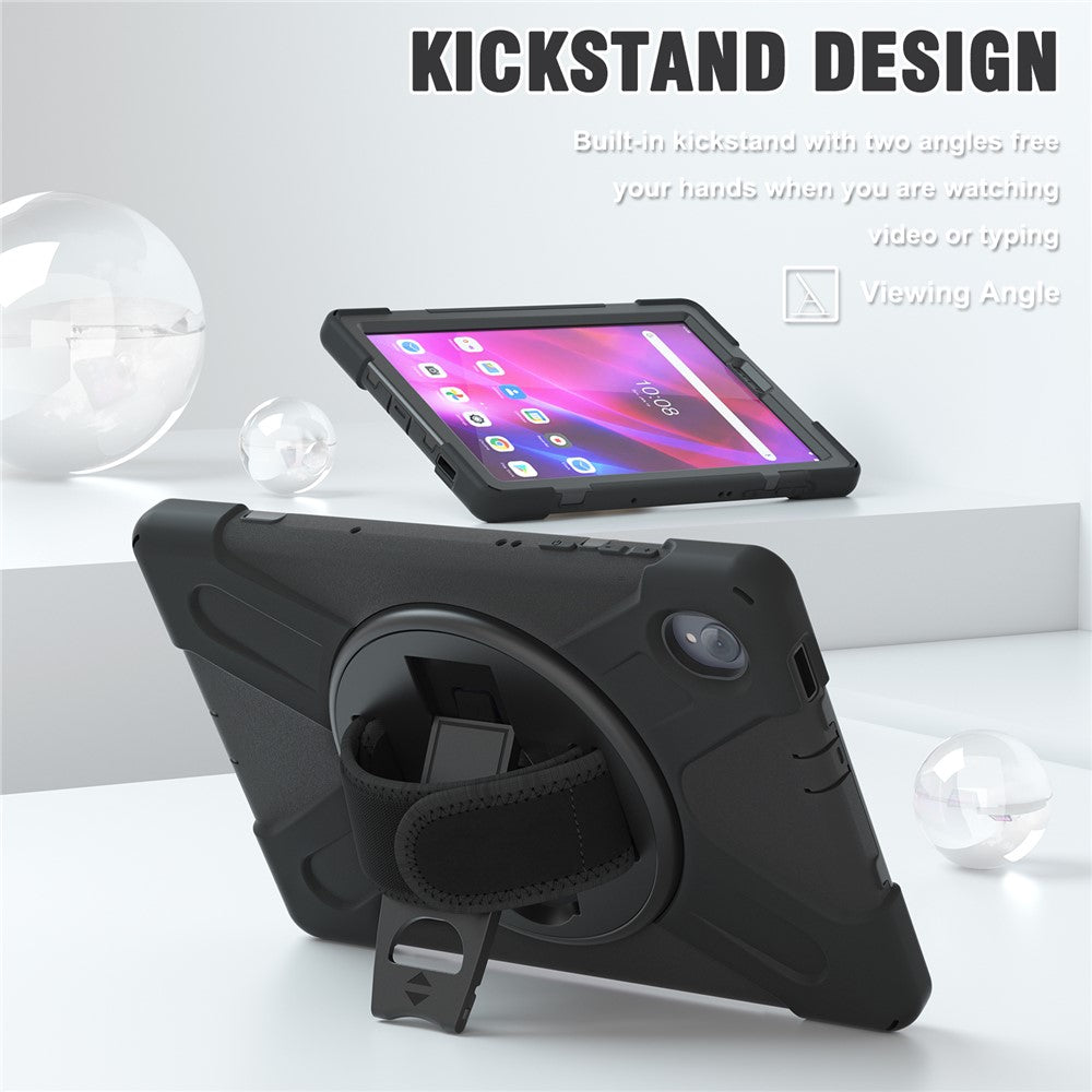 PC + Silicone Case with Kickstand Shoulder Strap for Lenovo Tab M10 Plus (2020) / K10 (2021) TB-X606F / 606X / X6C6F / X6C6X / X6C6NBF