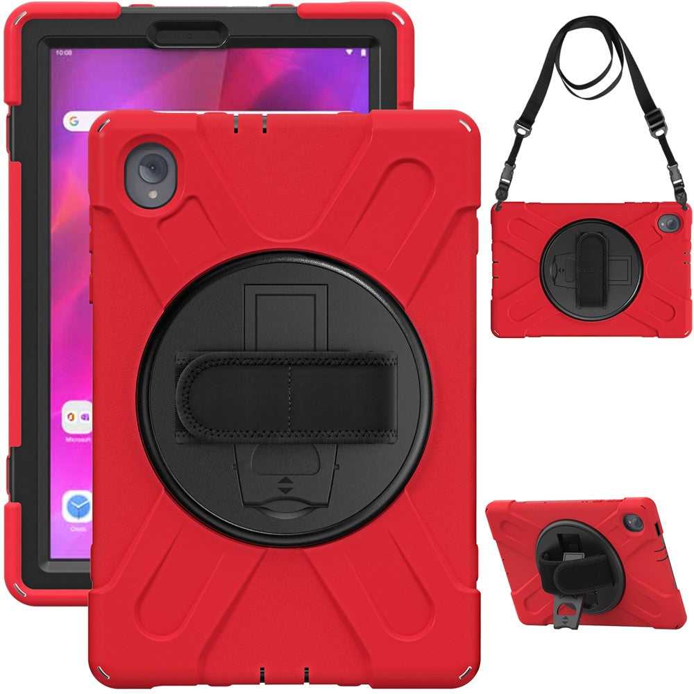 PC + Silicone Case with Kickstand Shoulder Strap for Lenovo Tab M10 Plus (2020) / K10 (2021) TB-X606F / 606X / X6C6F / X6C6X / X6C6NBF