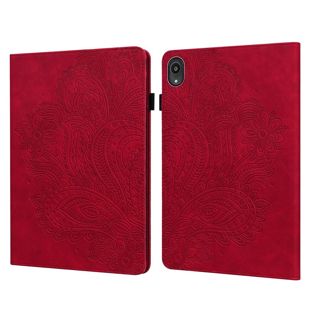 Läderfodral med tryckt blommönster och stativ för surfplatta till Lenovo Tab M10 Plus