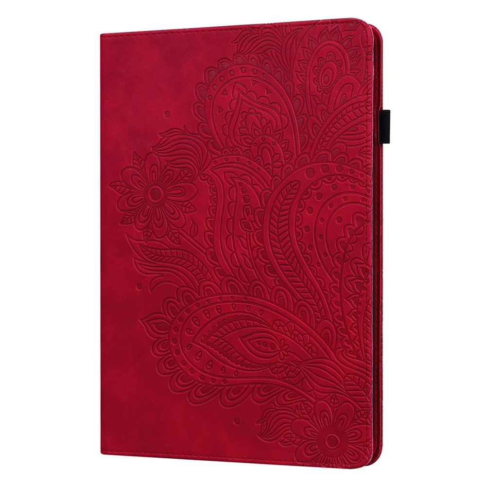 Läderfodral med tryckt blommönster och stativ för surfplatta till Lenovo Tab M10 Plus