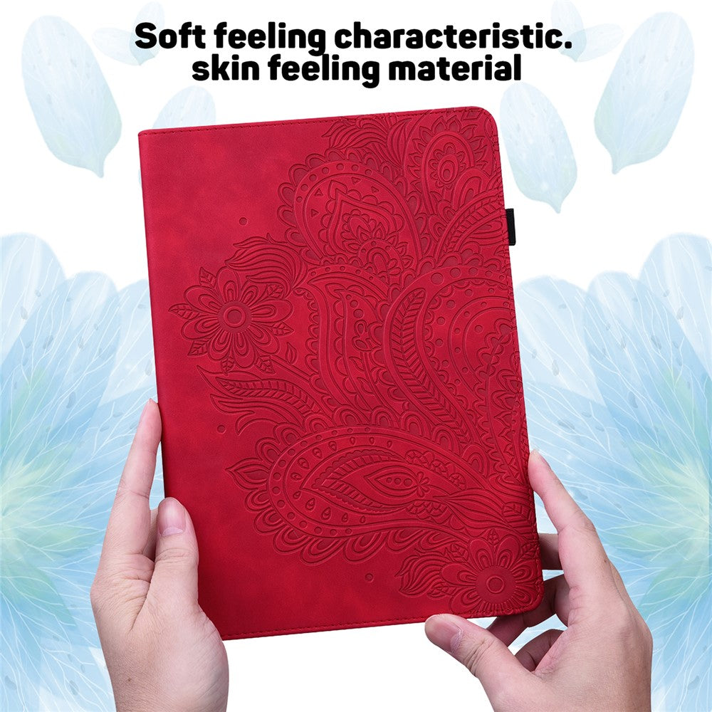 Läderfodral med tryckt blommönster och stativ för surfplatta till Lenovo Tab M10 Plus