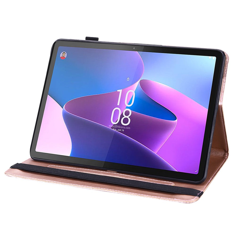 Läderplånboksställ med tryckt blommönster och skyddande skal för surfplatta i läder för Lenovo Tab M10 HD Gen 2