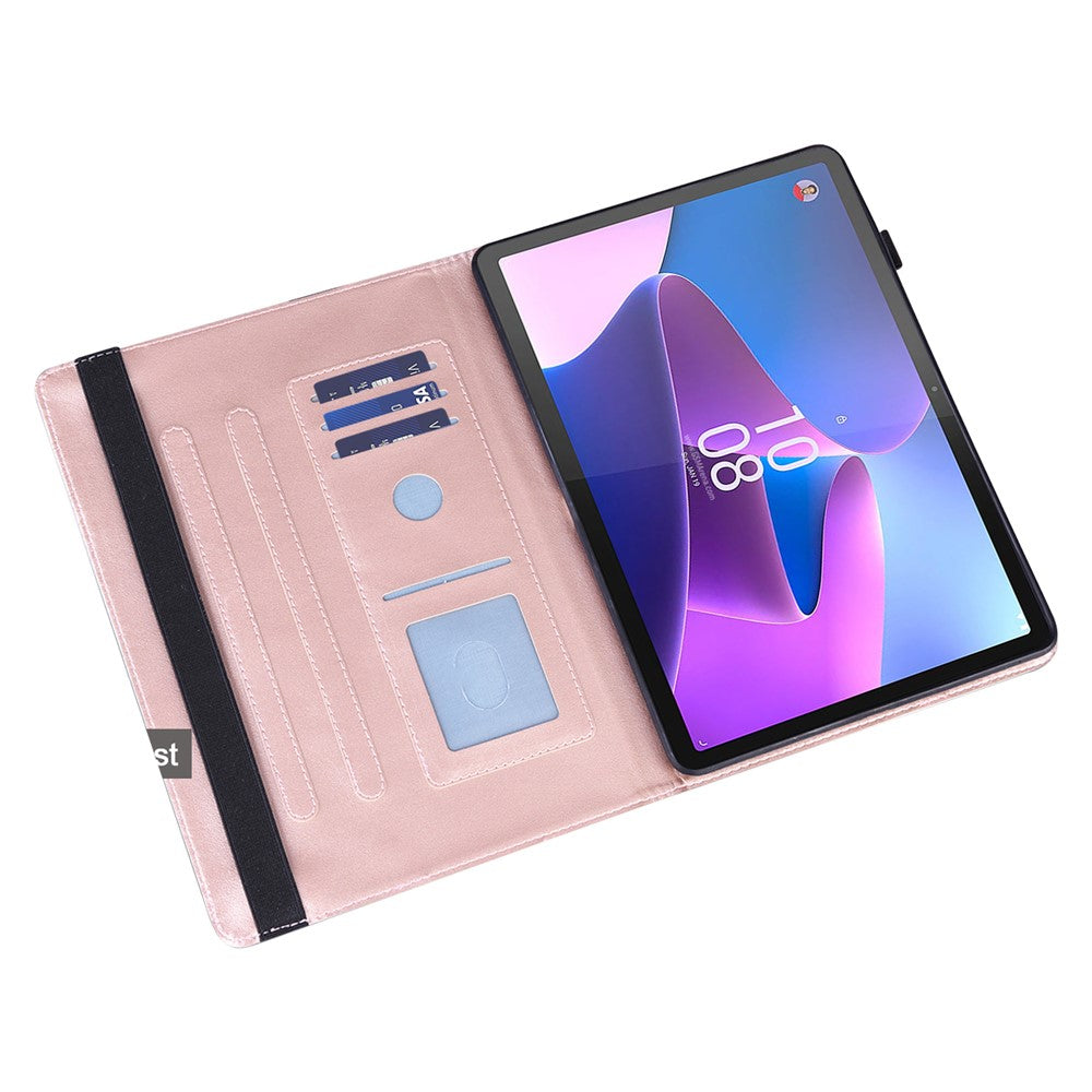 Läderplånboksställ med tryckt blommönster och skyddande skal för surfplatta i läder för Lenovo Tab M10 HD Gen 2