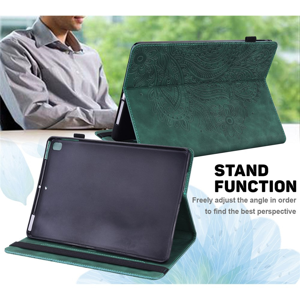 For Lenovo M10 Plus / Smart Tab M10 FHD Plus X606F Imprinted Flower Pattern Leather Wallet Stand Tablet Protective Shell