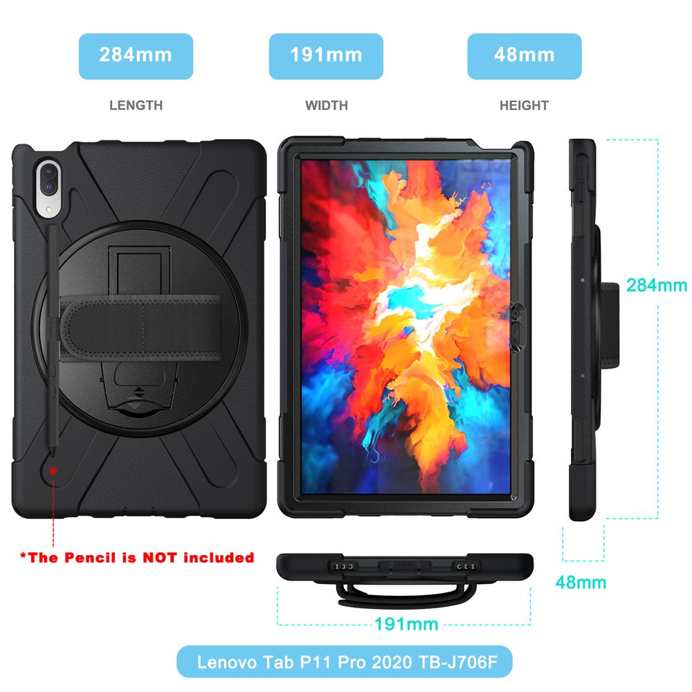 360° Rotary Kickstand Design PC + Silicone Tablet Case Shell for Lenovo Tab P11 Pro TB-J706F