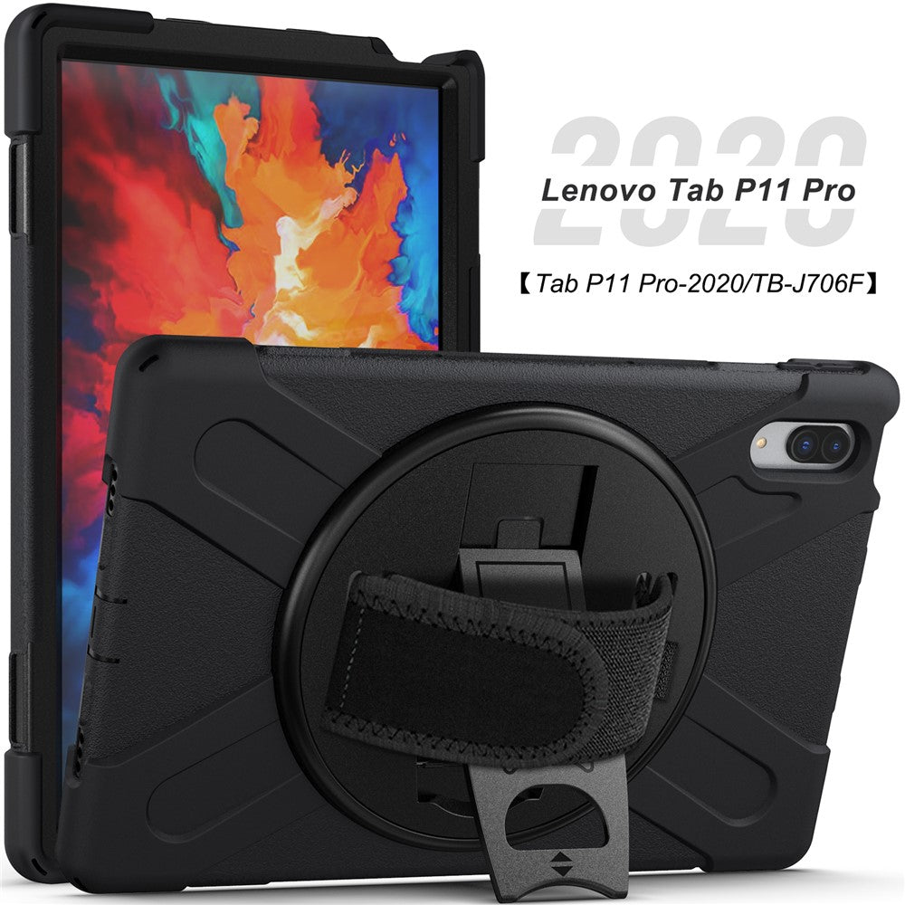 360° Rotary Kickstand Design PC + Silicone Tablet Case Shell for Lenovo Tab P11 Pro TB-J706F