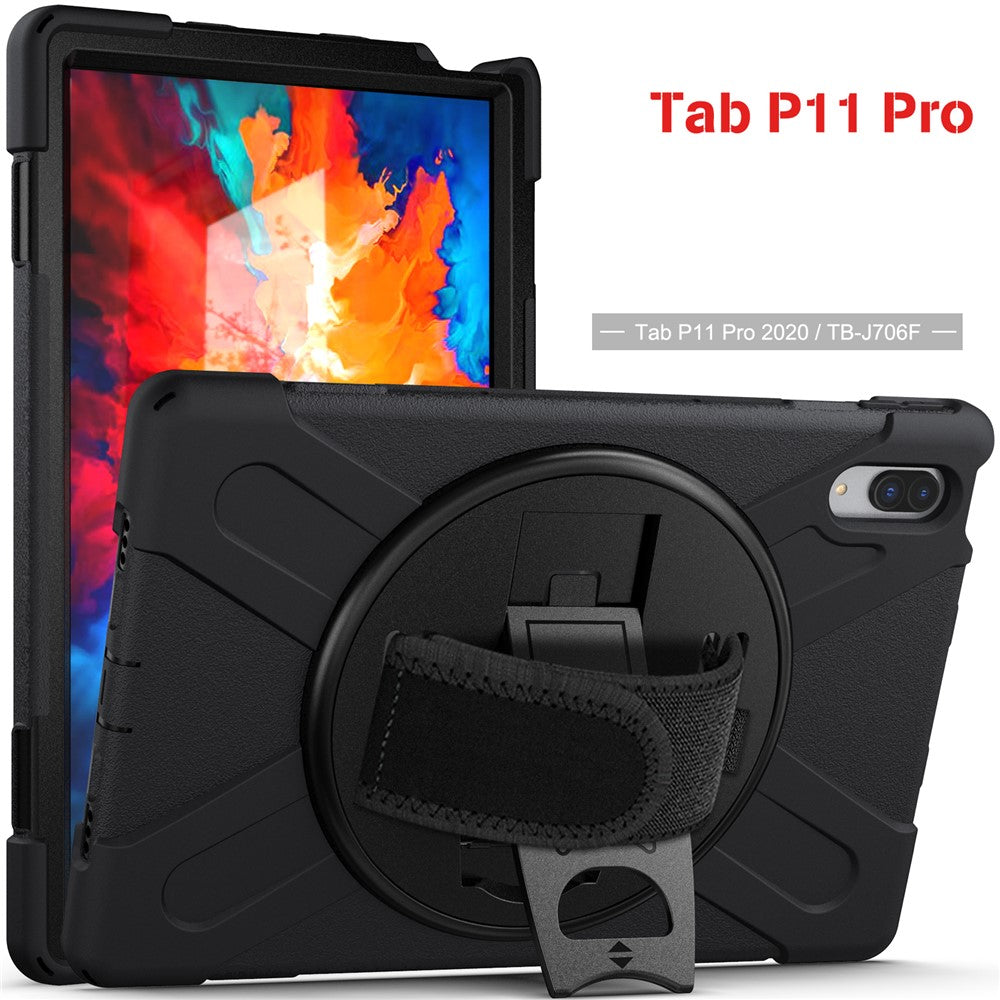 360° Rotary Kickstand Design PC + Silicone Tablet Case Shell for Lenovo Tab P11 Pro TB-J706F