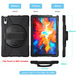 360 Degree Swivel Kickstand Design PC + Silicone Hybrid Protective Tablet Case + Shoulder Strap for Lenovo Tab P11 Pro TB-J706F