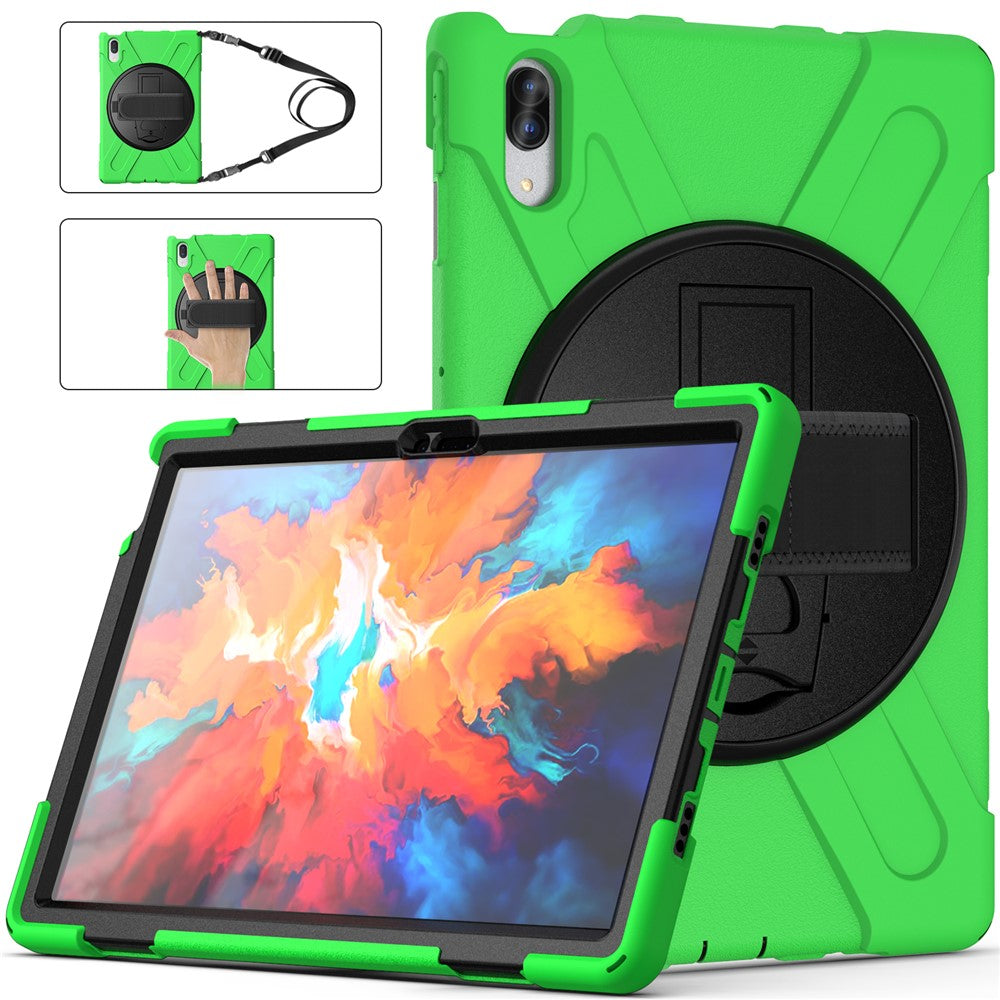 360 Degree Swivel Kickstand Design PC + Silicone Hybrid Protective Tablet Case + Shoulder Strap for Lenovo Tab P11 Pro TB-J706F
