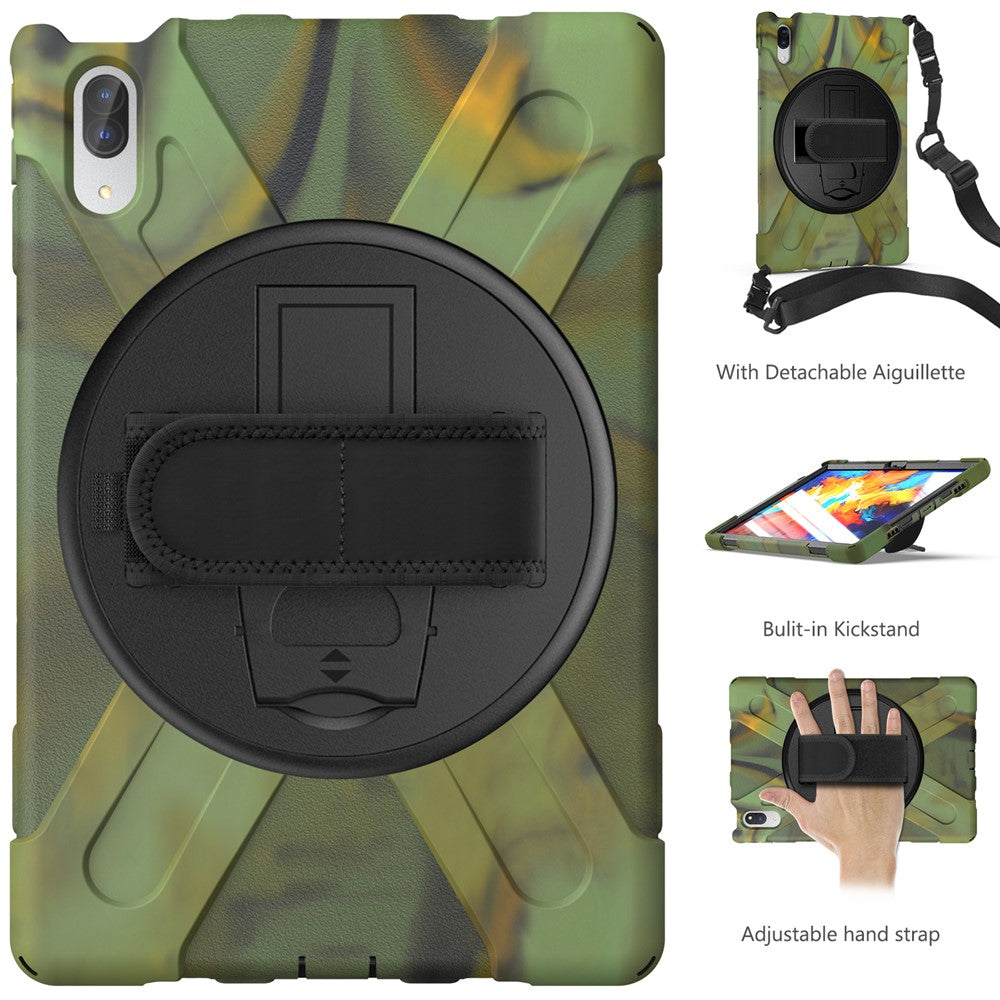 360 Degree Swivel Kickstand Design PC + Silicone Hybrid Protective Tablet Case + Shoulder Strap for Lenovo Tab P11 Pro TB-J706F