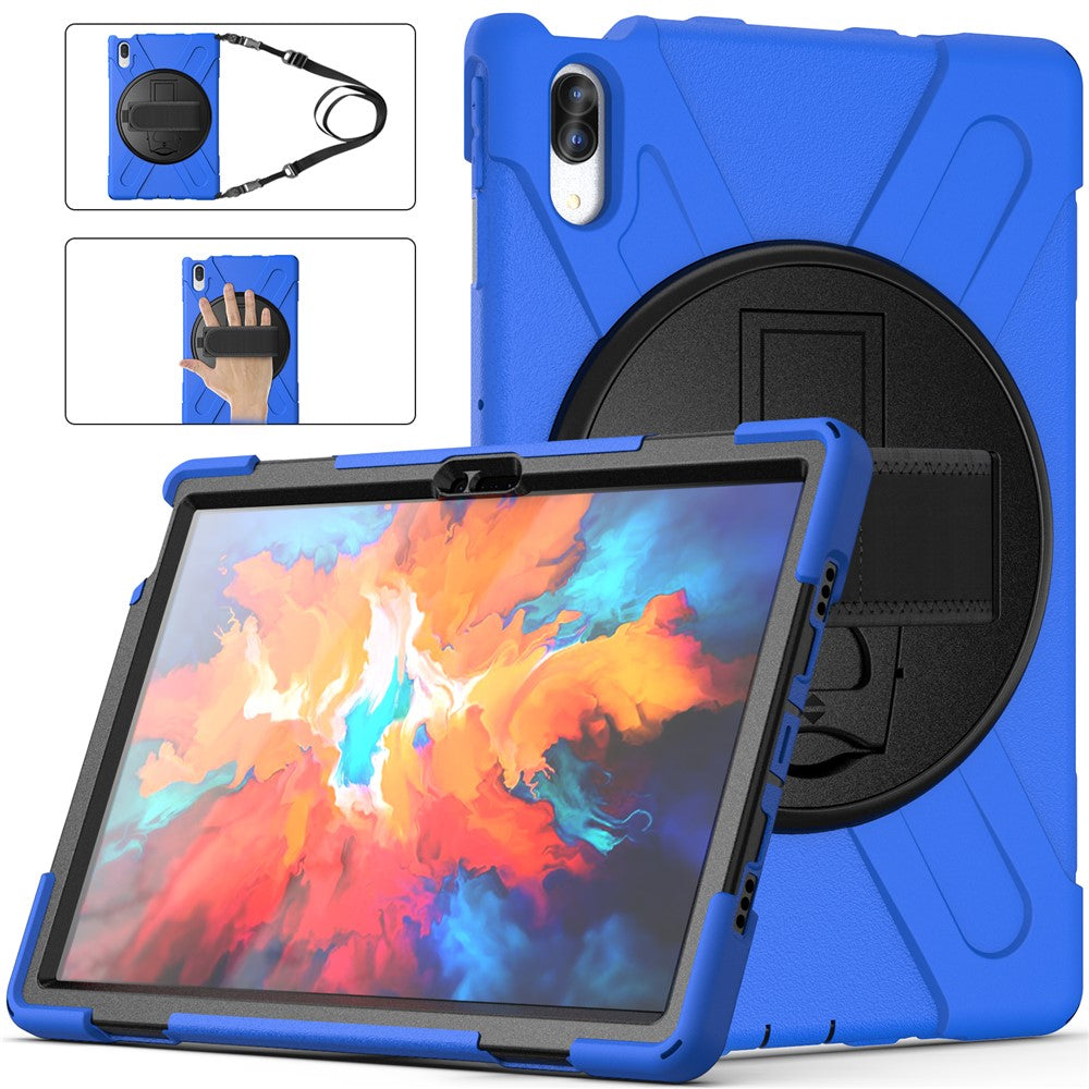 360 Degree Swivel Kickstand Design PC + Silicone Hybrid Protective Tablet Case + Shoulder Strap for Lenovo Tab P11 Pro TB-J706F