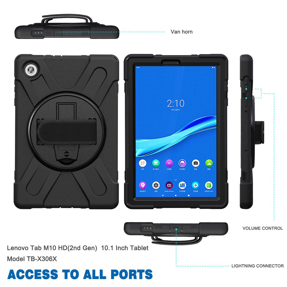 360° Swivel Kickstand  PC + Silicone Tablet Case Shell for Lenovo Tab M10 X306X
