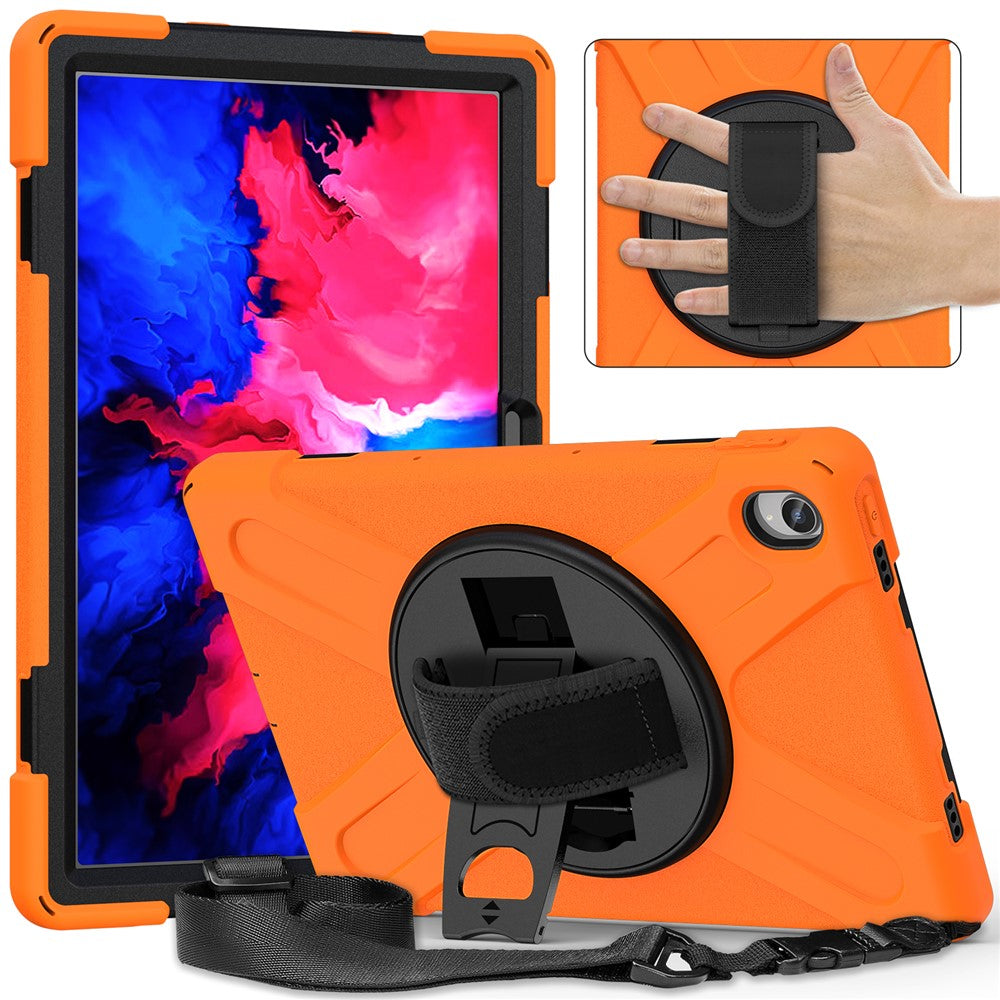 360 graders vridbart stödsfodral i PC + silikon med hybridsurfplatta och axelrem för Lenovo Tab P11 TB-J606F / Tab P11 5G / Tab P11 5G