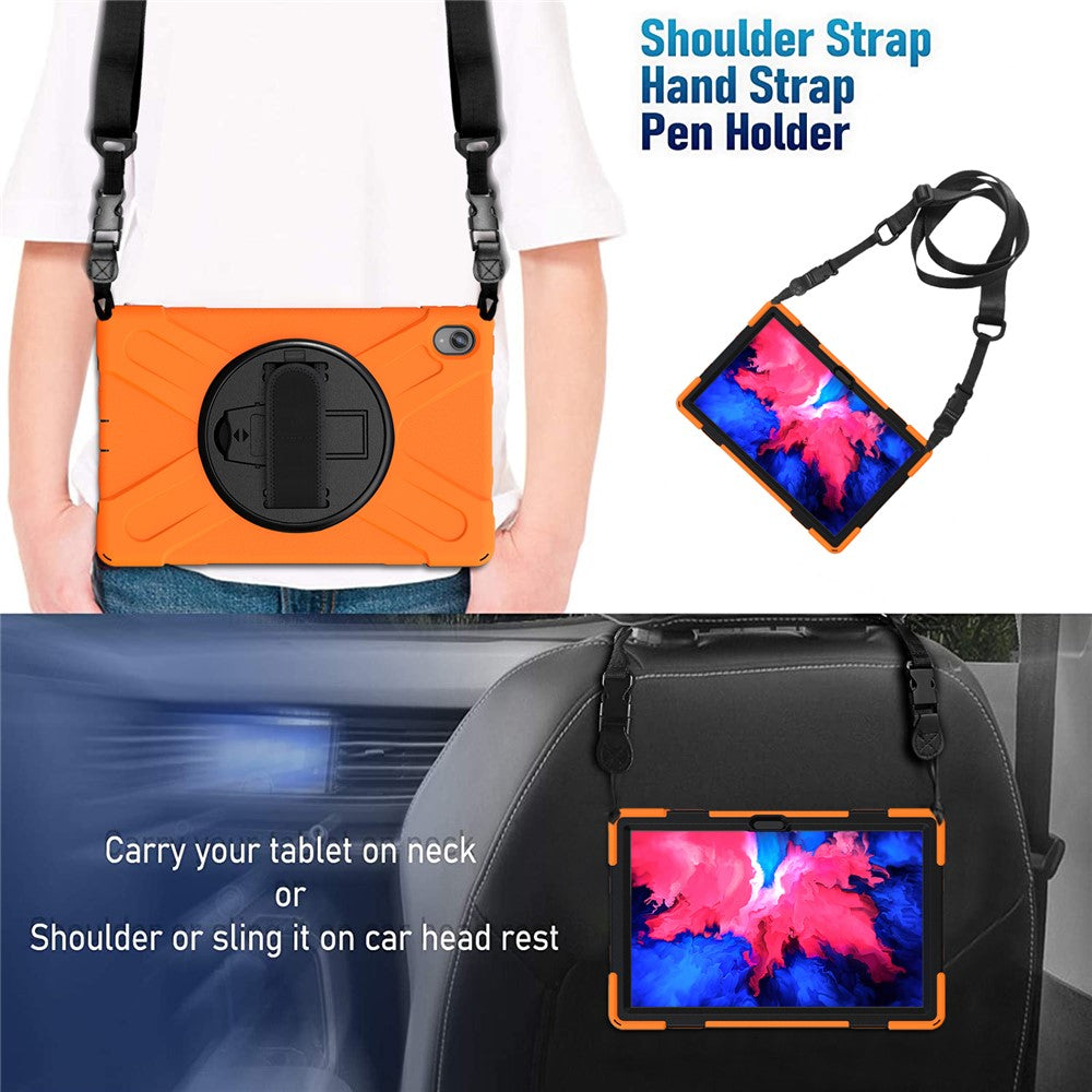 360 graders vridbart stödsfodral i PC + silikon med hybridsurfplatta och axelrem för Lenovo Tab P11 TB-J606F / Tab P11 5G / Tab P11 5G