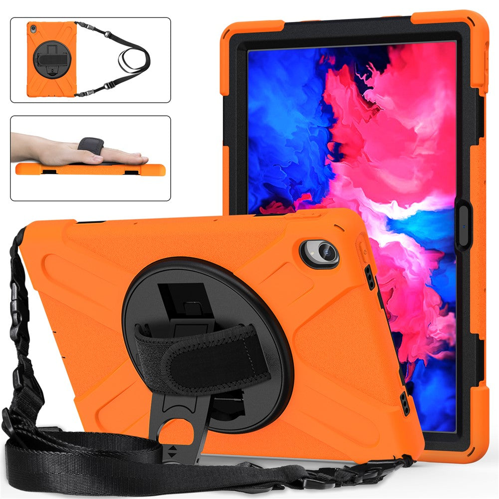 360 graders vridbart stödsfodral i PC + silikon med hybridsurfplatta och axelrem för Lenovo Tab P11 TB-J606F / Tab P11 5G / Tab P11 5G