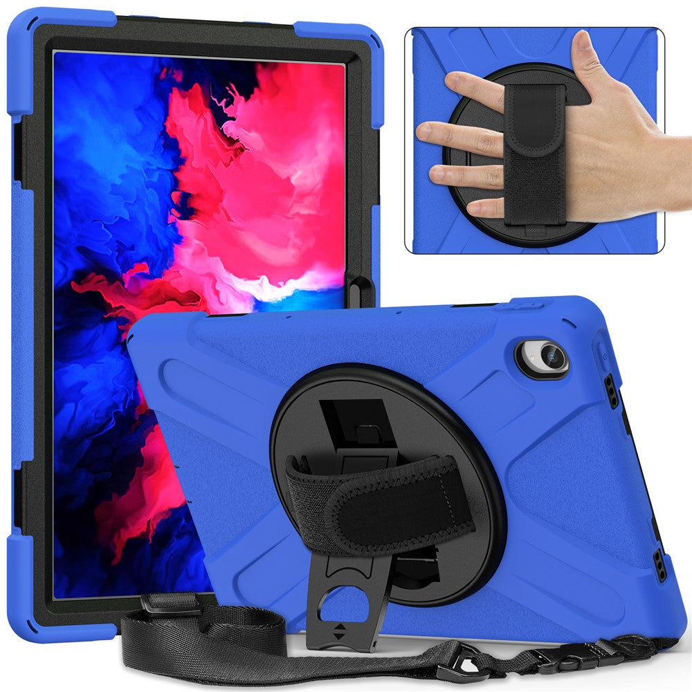 360 graders vridbart stödsfodral i PC + silikon med hybridsurfplatta och axelrem för Lenovo Tab P11 TB-J606F / Tab P11 5G / Tab P11 5G