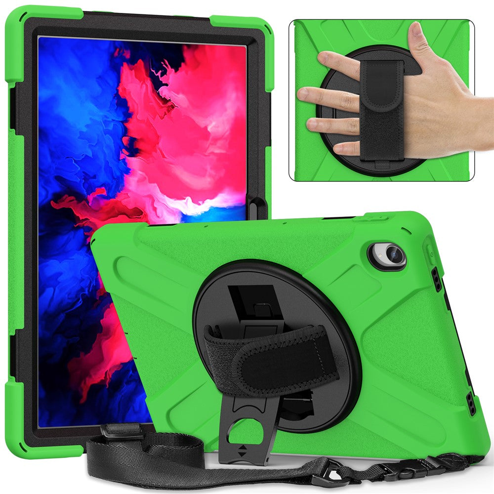 360 graders vridbart stödsfodral i PC + silikon med hybridsurfplatta och axelrem för Lenovo Tab P11 TB-J606F / Tab P11 5G / Tab P11 5G