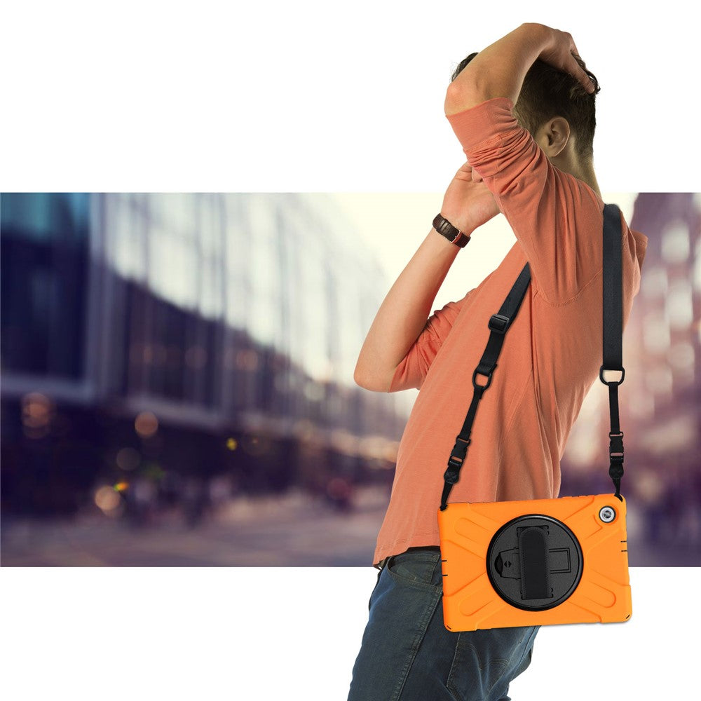 360 Degree Swivel Kickstand Design PC + Silicone Hybrid Tablet Case with Shoulder Strap for Lenovo Tab M10 HD Gen 2