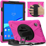360 Degree Swivel Kickstand Design PC + Silicone Hybrid Tablet Case with Shoulder Strap for Lenovo Tab M10 HD Gen 2