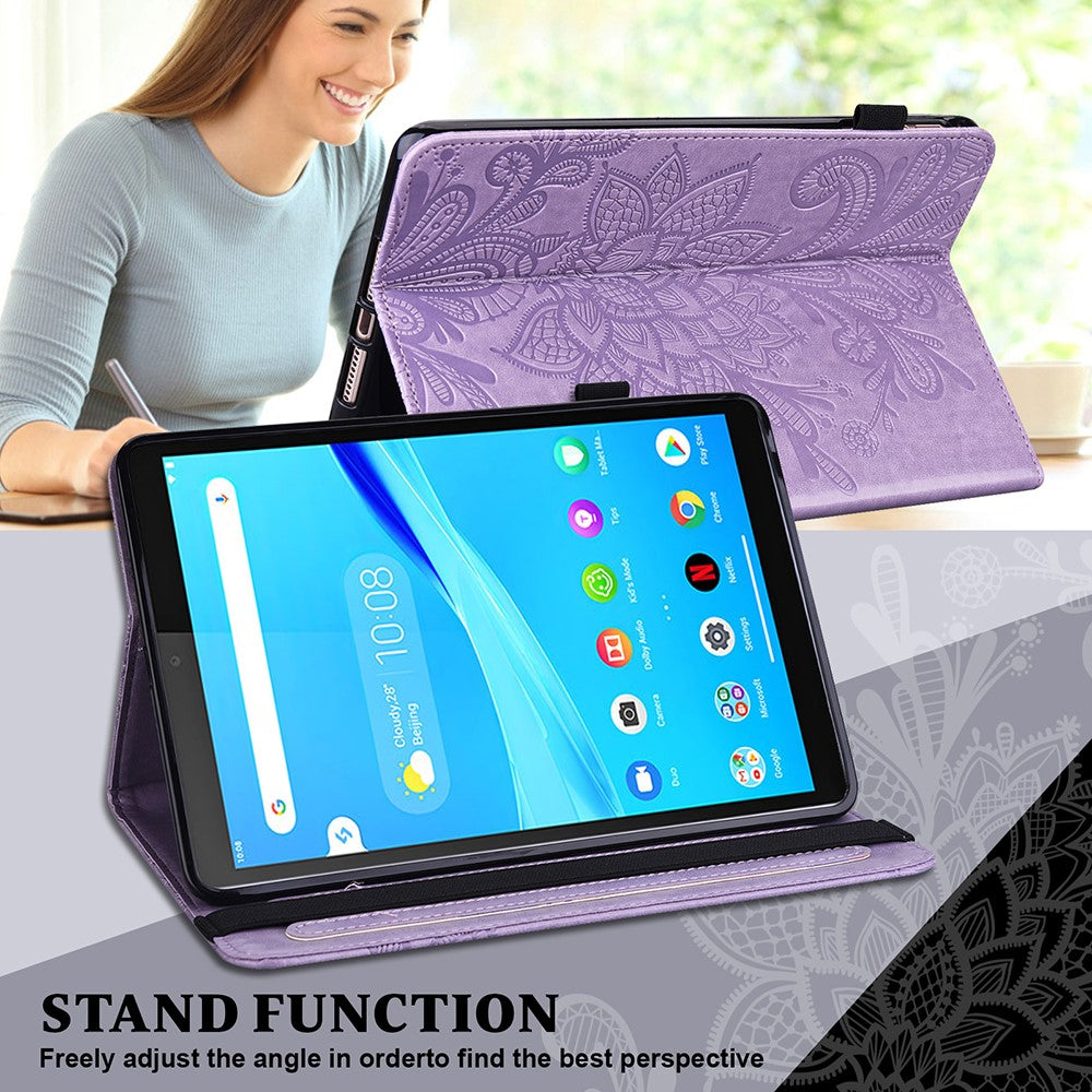 Läderfodral till surfplatta med blommönster för Lenovo Tab M10 Plus/Smart Tab M10 FHD Plus TB-X606F/TB-606X