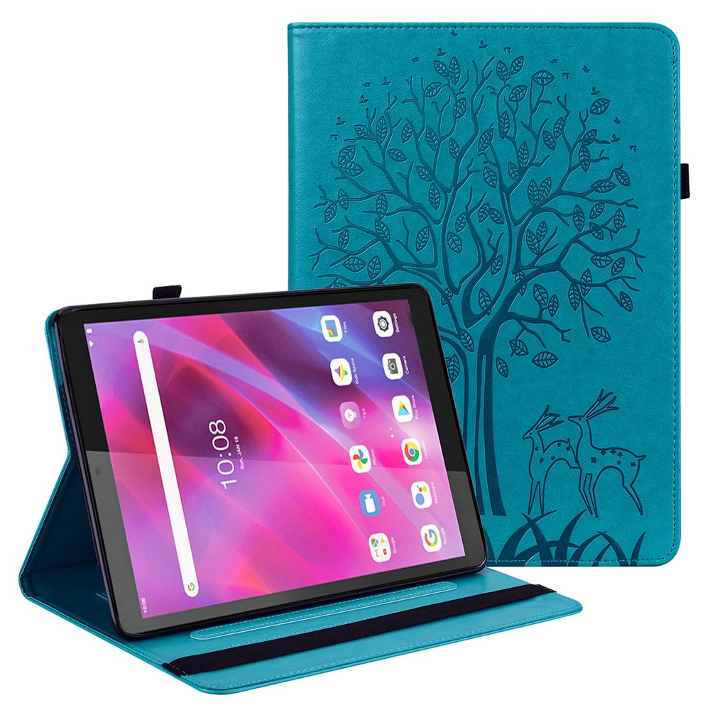 Läderfodral med träd- och hjortmönster, elastiskt remstängning, surfplatta i läder för Lenovo Tab M10 HD (TB-X505L/TB-X505F)/M10 (TB-X605L/TB-X605F)/Tab P10 (TB-X705F TB-X705L)