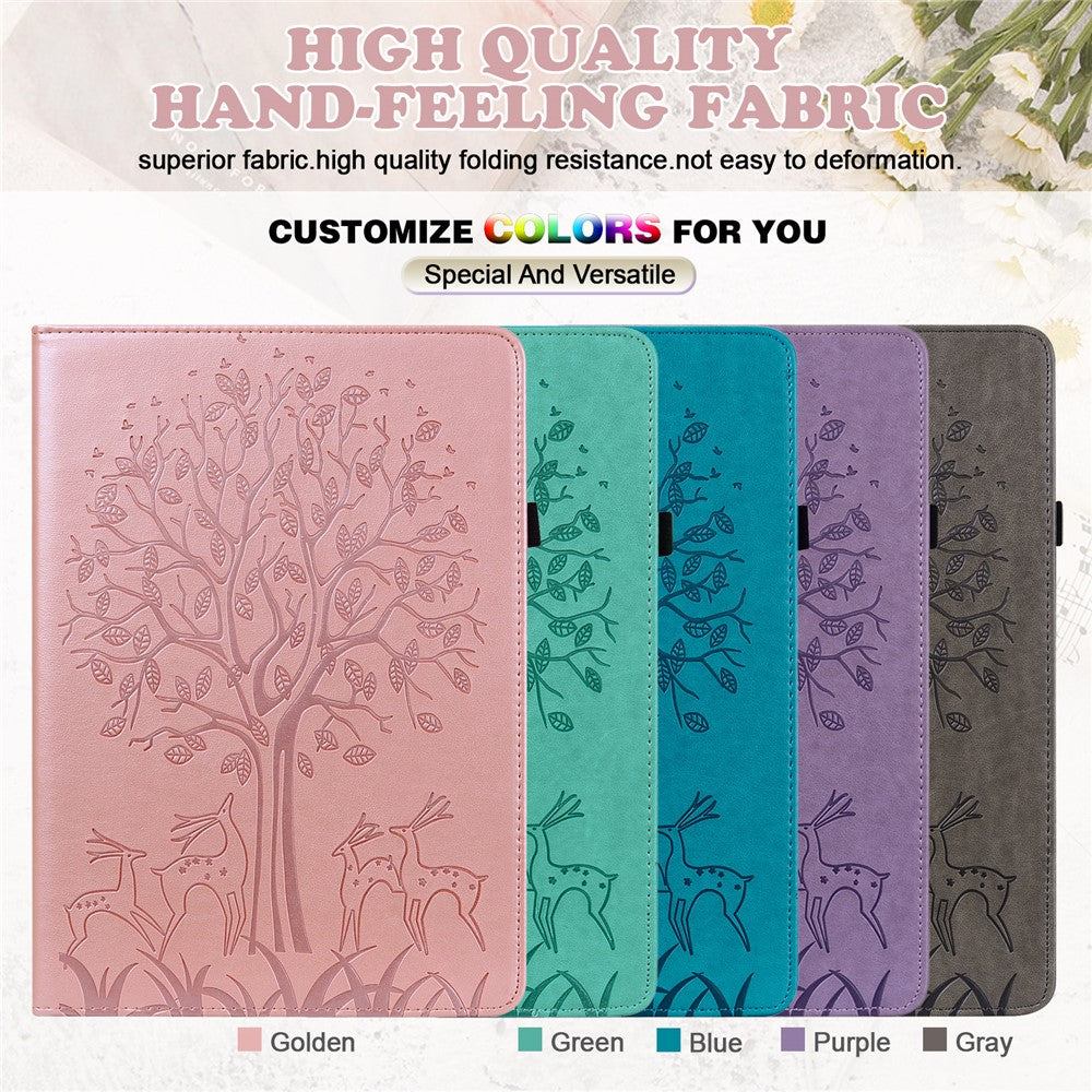 Imprint Tree and Deer Pattern All-Protection Leather Stand Tablet Cover for Lenovo Tab P11 TB-J606F / Tab P11 5G